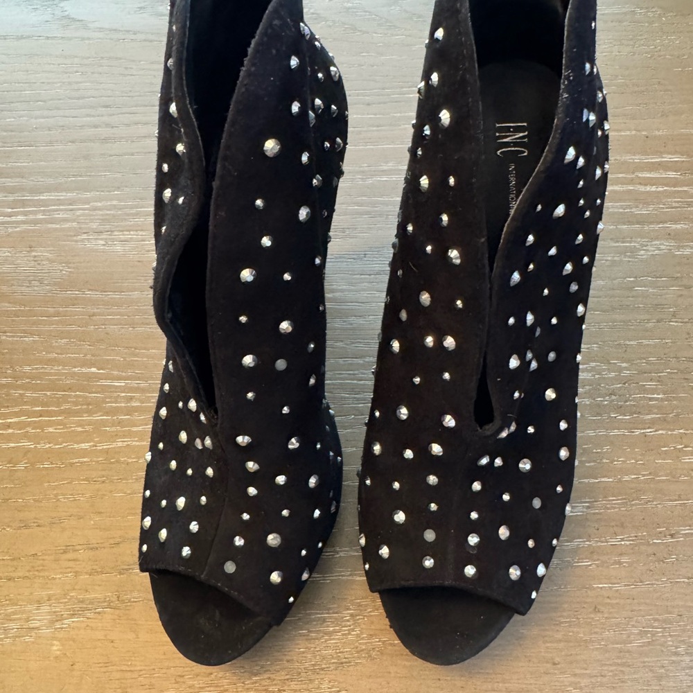 INC International Concepts Black suede Studded high heel Women's Shoes